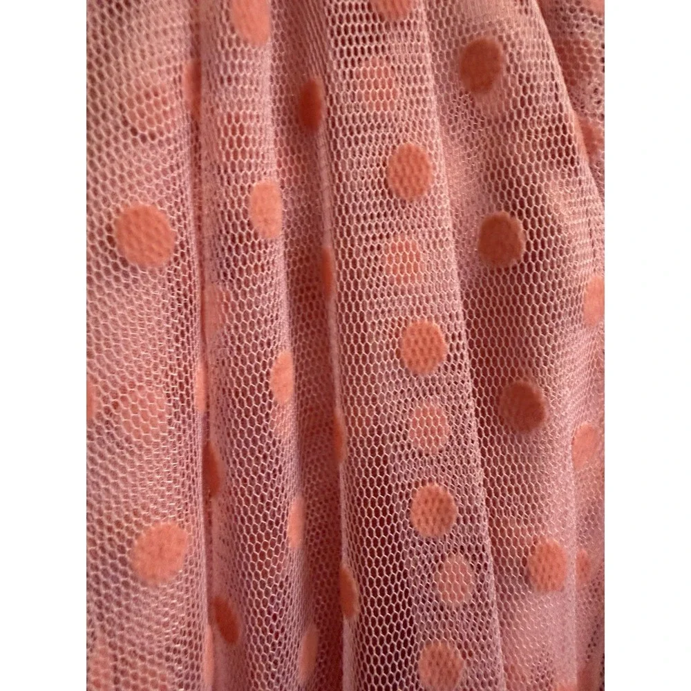 New Gal Meets Glam Zelda Dress Pink Above Knee Polka Short Sleeve Size 4 6 Mesh